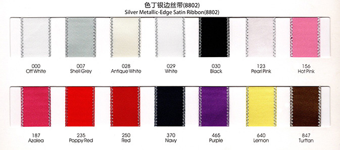 Silver Metallic-Edge Satin Ribbon ColorCard