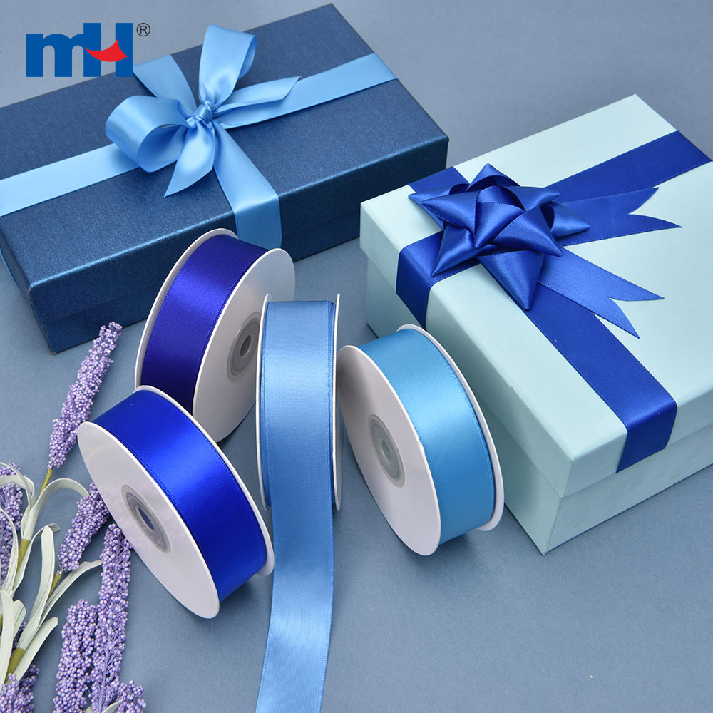 Polyester Double Face Satin Blue Matt Ribbon