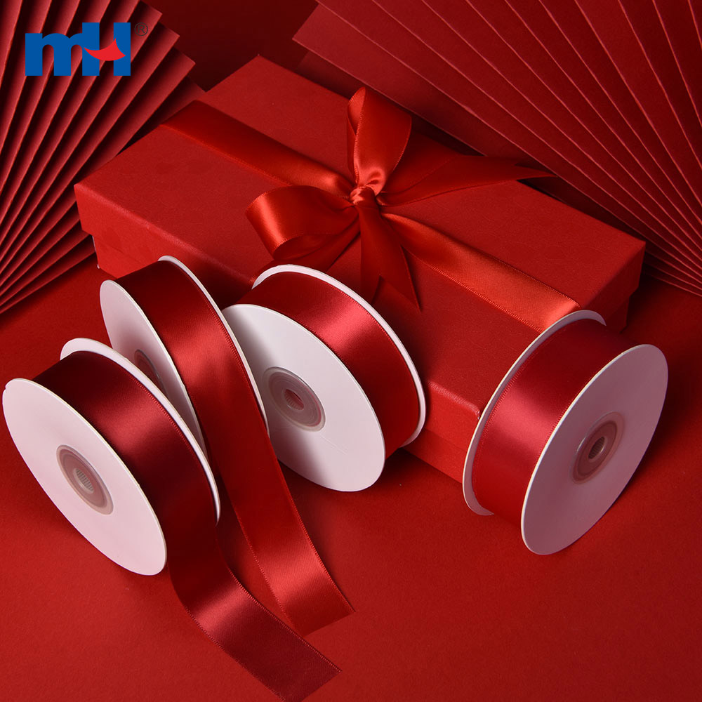 Polyester Double Face Satin Red Matt Ribbon