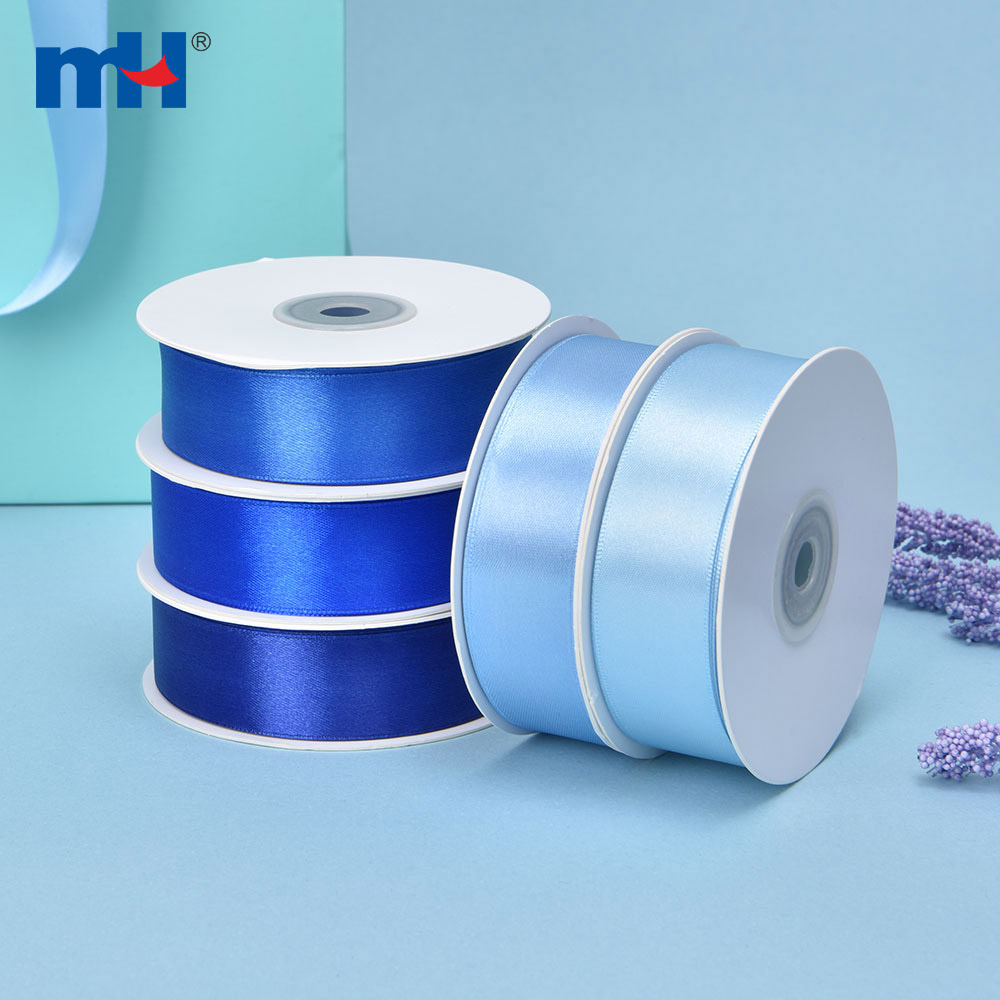 Polyester Double Face Satin Blue Shine Ribbon