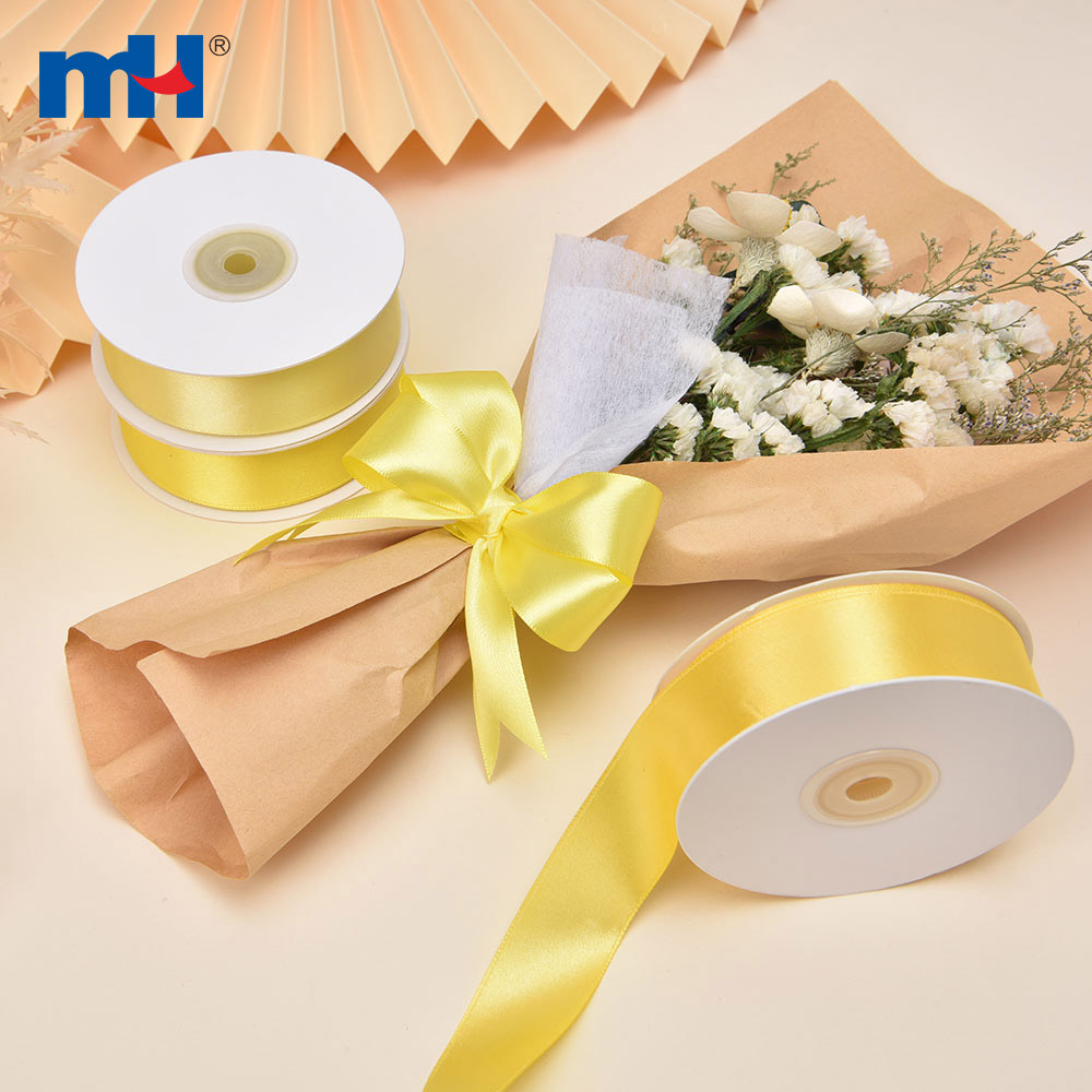 Polyester Double Face Satin Yellow Shine Ribbon