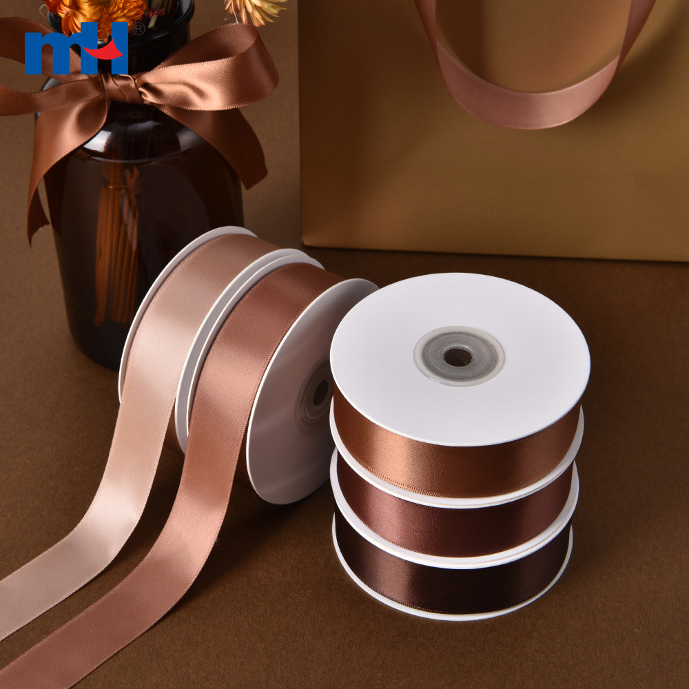 Polyester Single Face Satin Brown Matt Ribbon