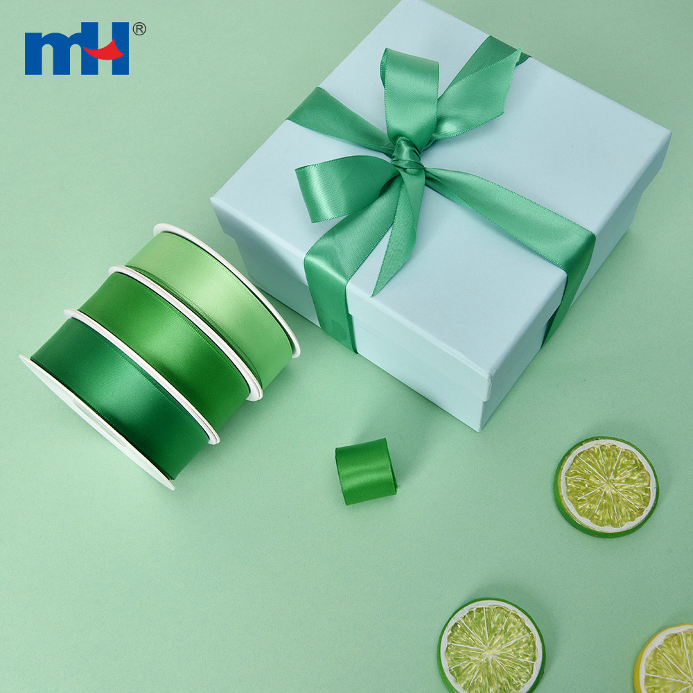 Polyester Single Face Satin Green Matt Ribbon