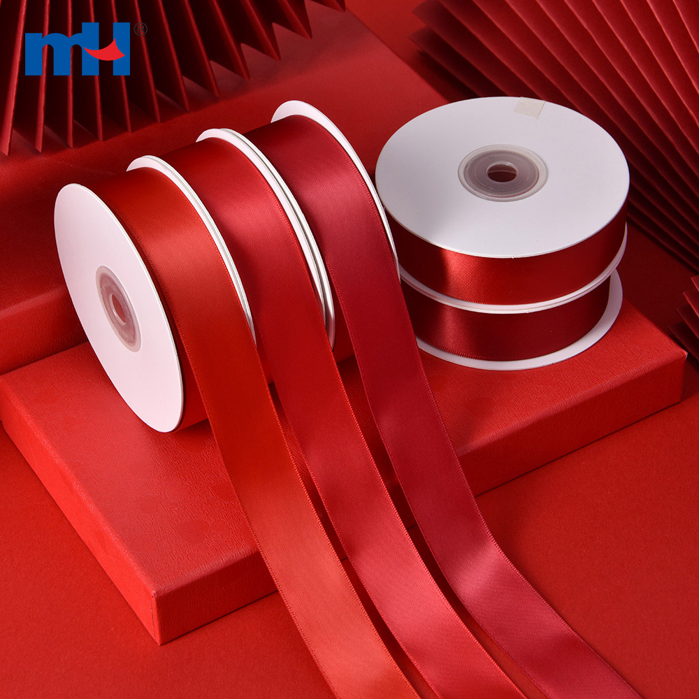 Polyester Single Face Satin Red Matt Ribbon