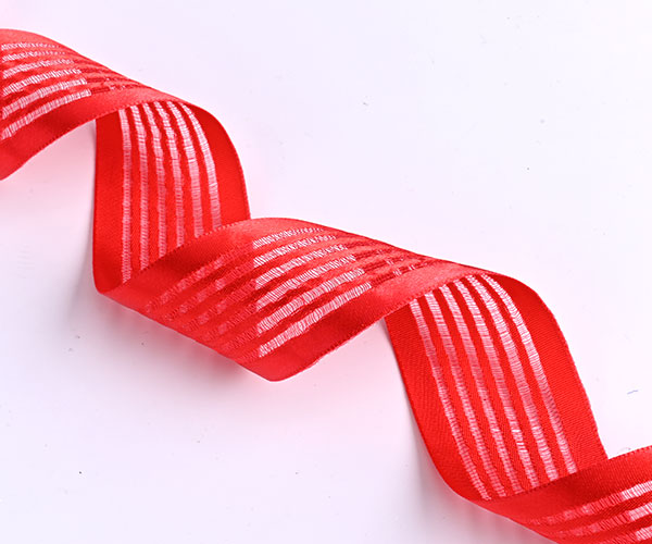 Striped Mesh Fabric red