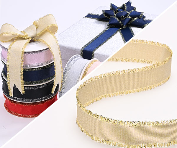 Metallic Tinsel Edge Grosgrain Ribbon Metallic Tinsel Edge Grosgrain Ribbon