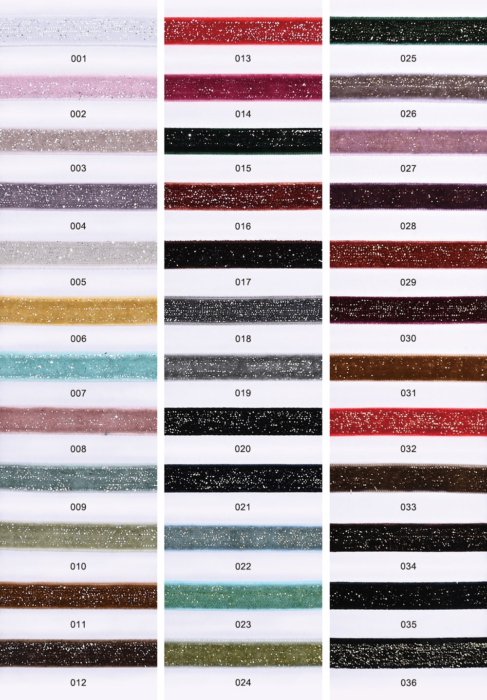 glitter velvet fabric color card