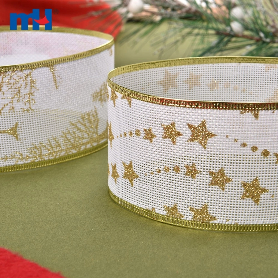 Glitter Jute Hemp Linen Wired Edge