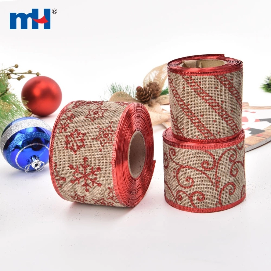 Glitter Jute Hemp Linen Wired Edge