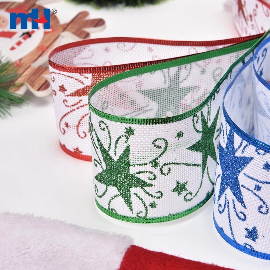 Glitter Jute Hemp Linen Wired Edge