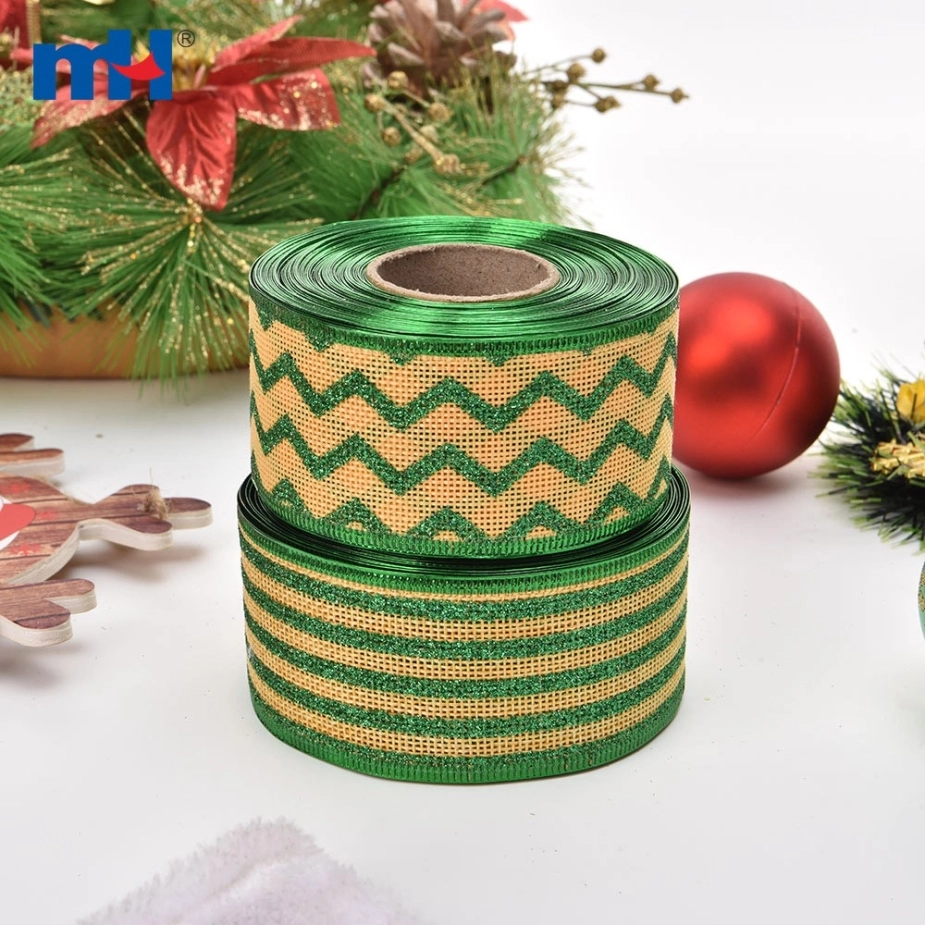 Glitter Jute Hemp Linen Wired Edge