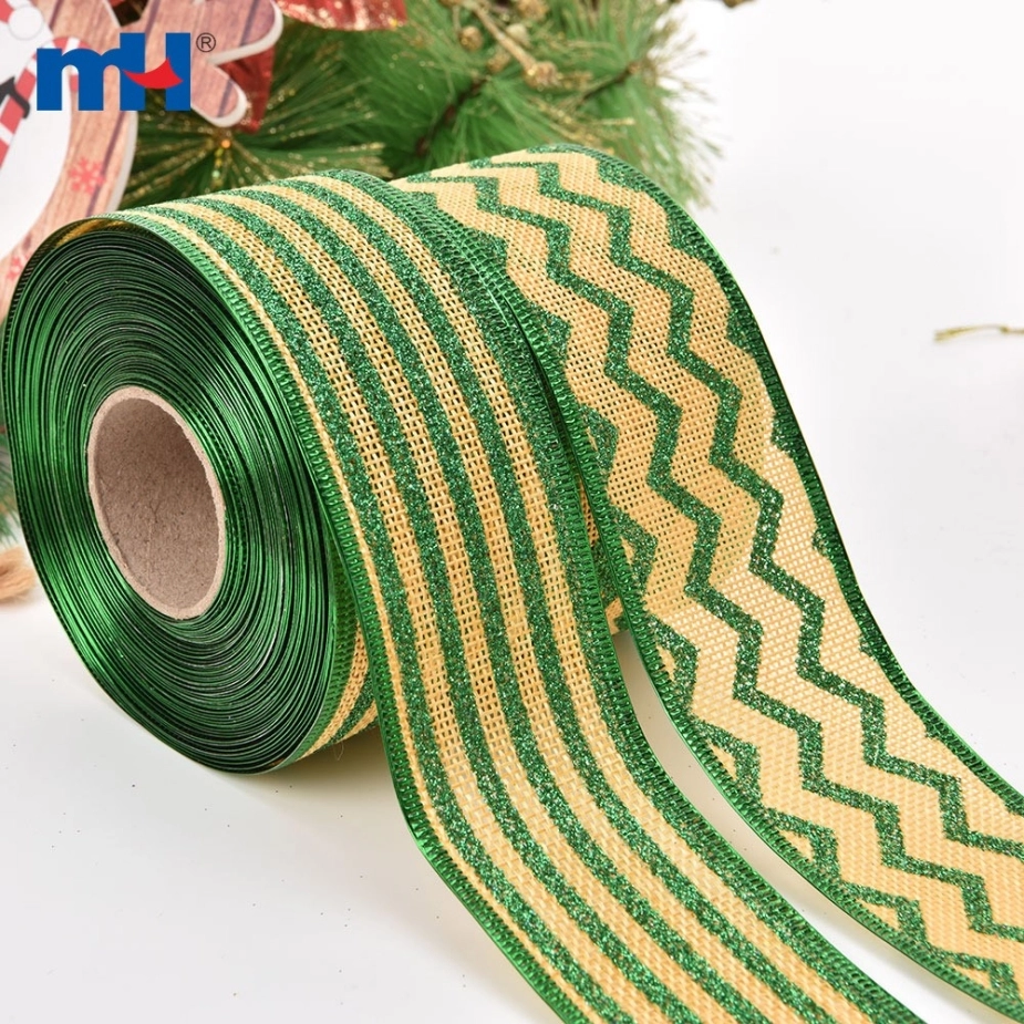 Glitter Jute Hemp Linen Wired Edge