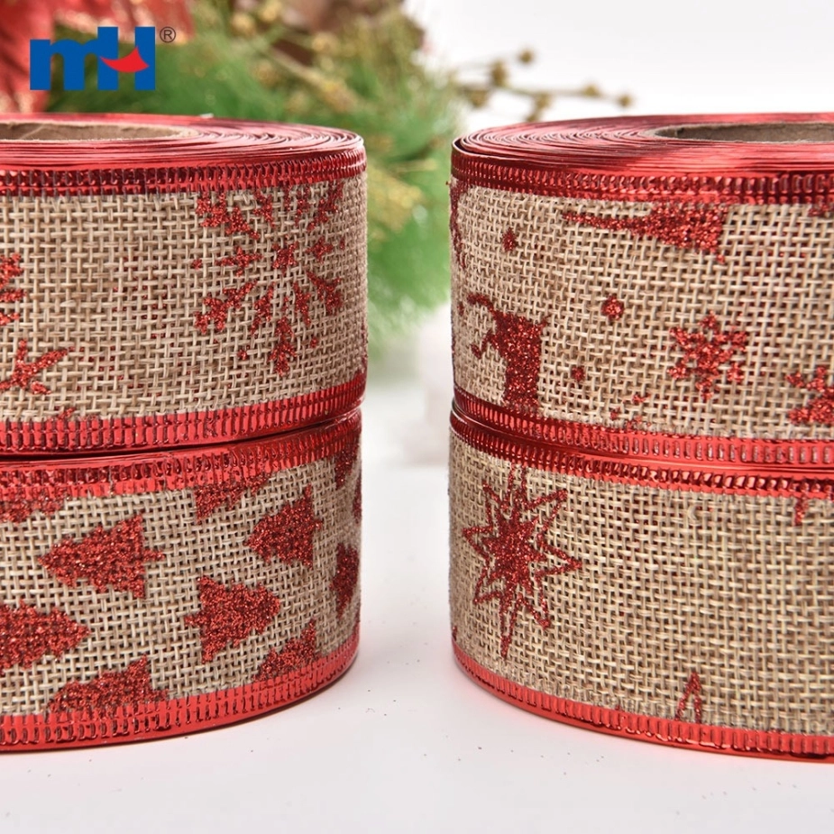 Glitter Jute Hemp Linen Wired Edge