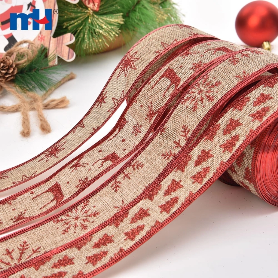 Glitter Jute Hemp Linen Wired Edge