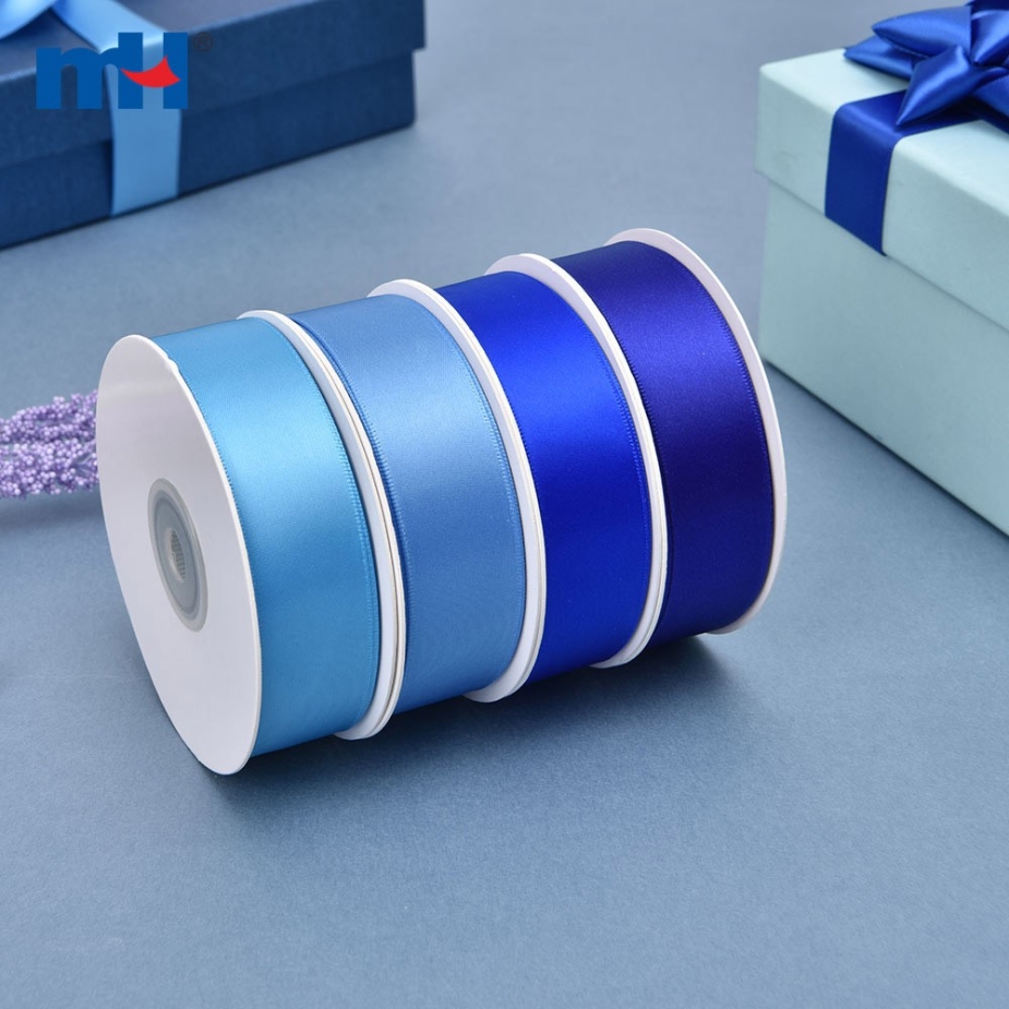 Polyester Double Face Satin Blue Matt Ribbon