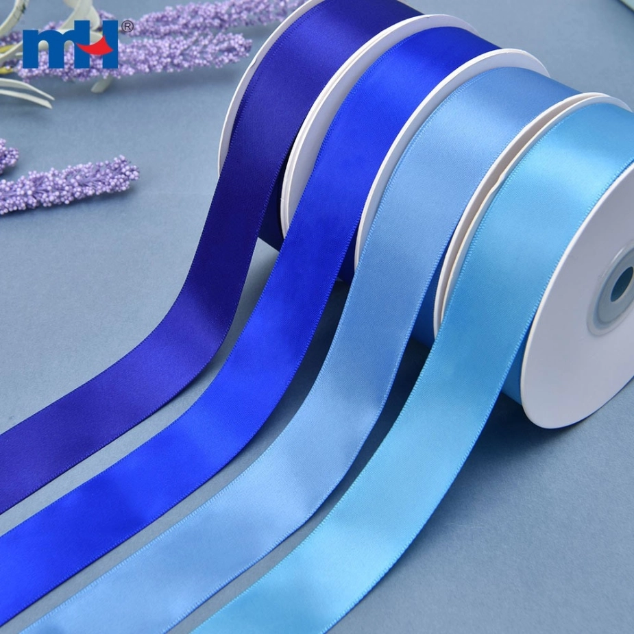 Polyester Double Face Satin Blue Matt Ribbon