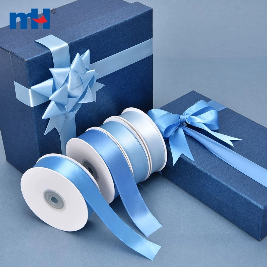 Polyester Double Face Satin Blue Matt Ribbon