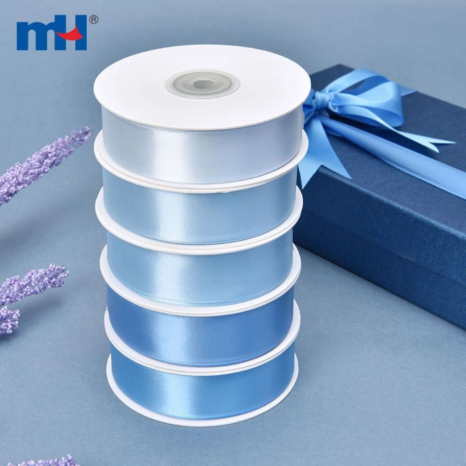 Polyester Double Face Satin Blue Matt Ribbon