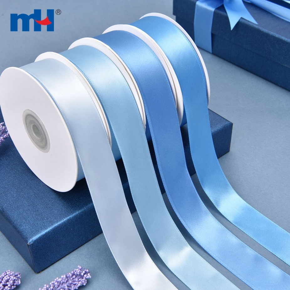 Polyester Double Face Satin Blue Matt Ribbon