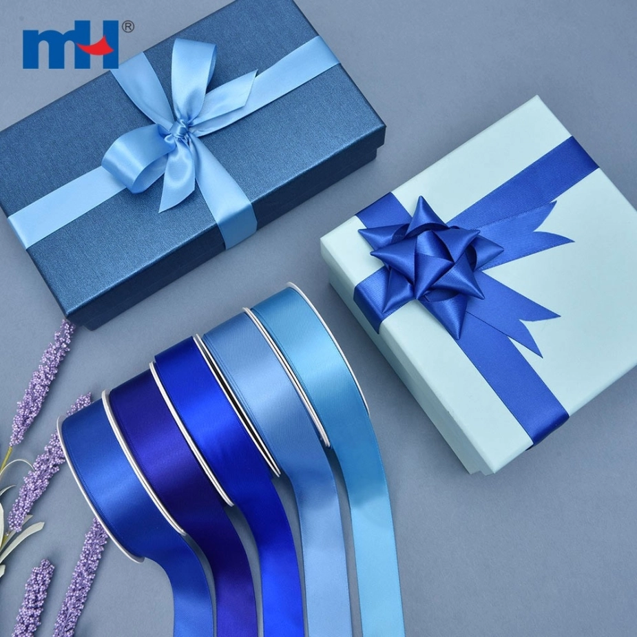 Polyester Double Face Satin Blue Matt Ribbon