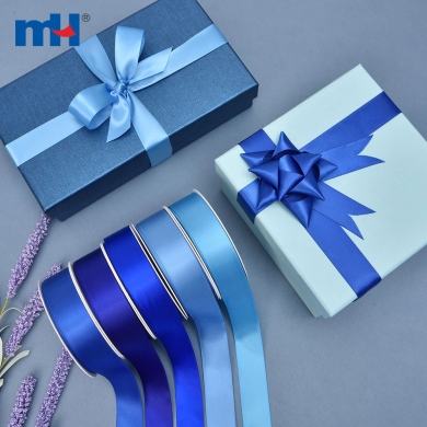 Polyester Double Face Satin Blue Matt Ribbon