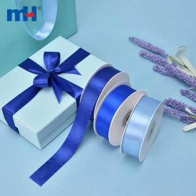 Polyester Double Face Satin Blue Shine Ribbon