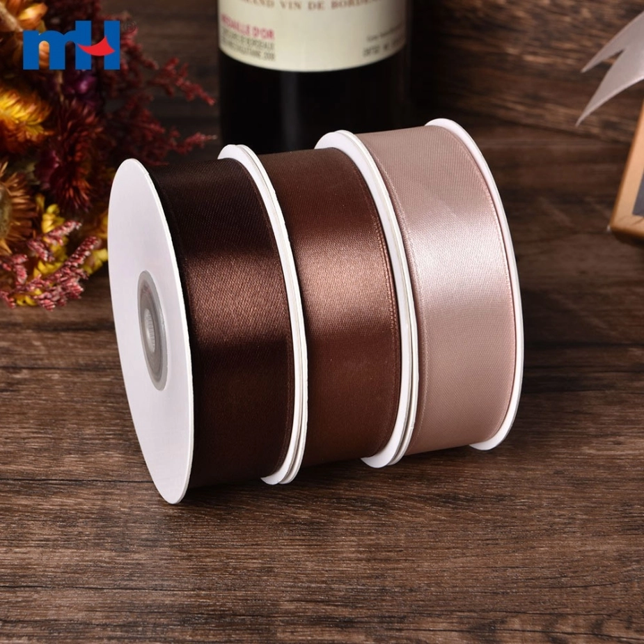 Polyester Double Face Satin Brown Shine Ribbon