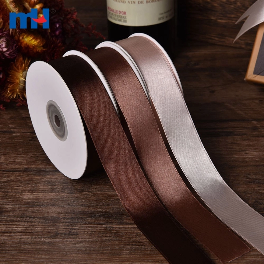 Polyester Double Face Satin Brown Shine Ribbon