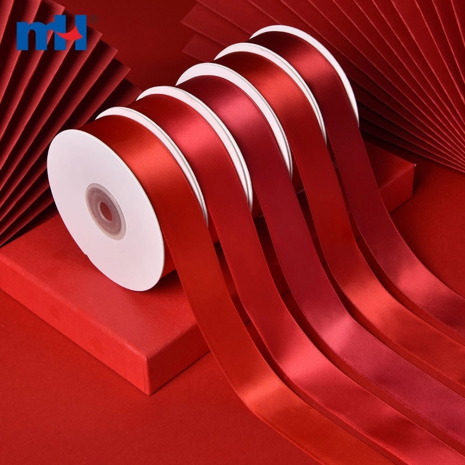 Polyester Double Face Satin Red Matt Ribbon