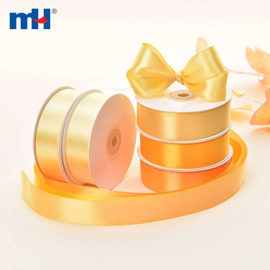 Polyester Double Face Satin Yellow Shine Ribbon