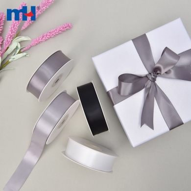 Polyester Single Face Satin Black White Matt Ribbon