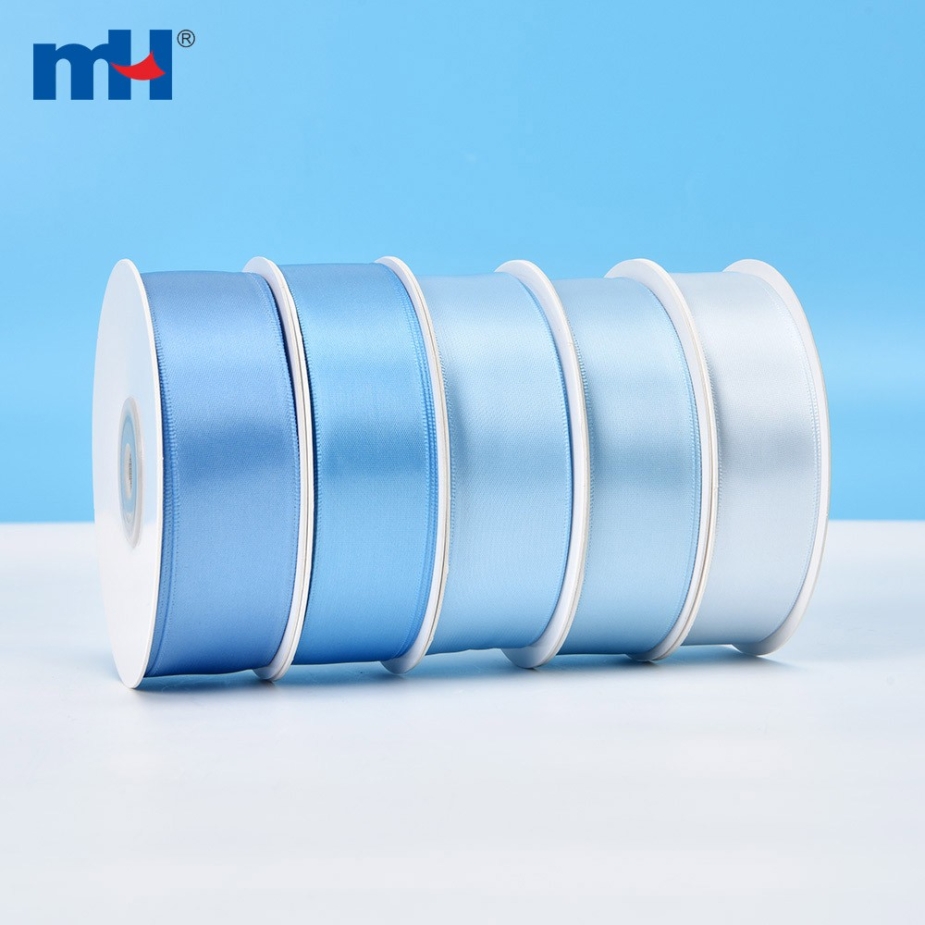 Polyester Single Face Satin Blue Matt Ribbon