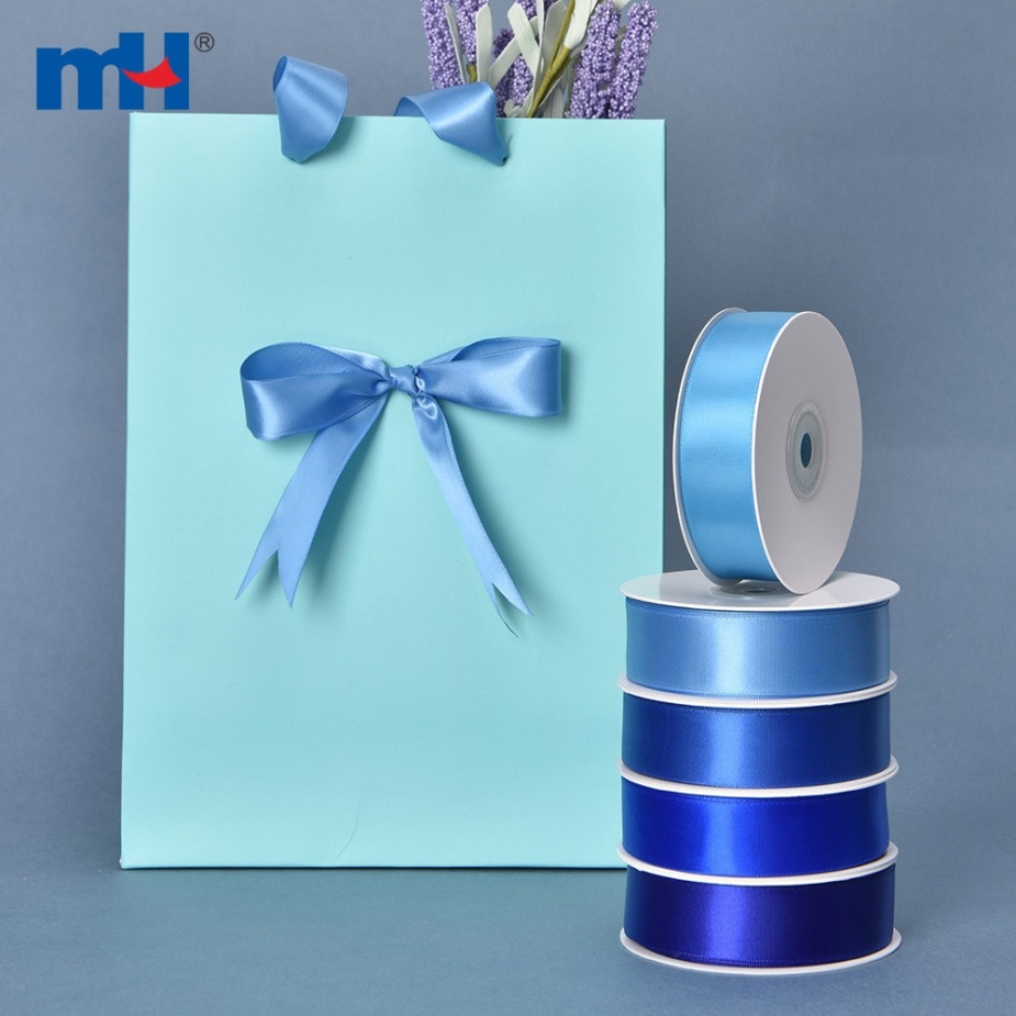 Polyester Single Face Satin Blue Matt Ribbon