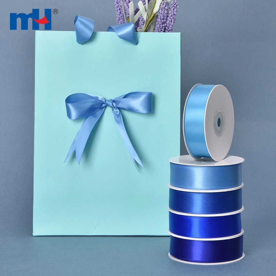 Polyester Single Face Satin Blue Matt Ribbon