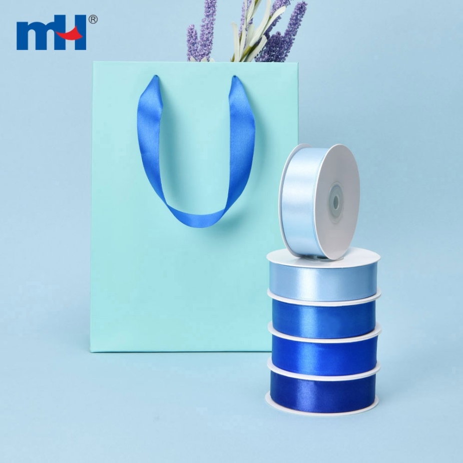 Polyester Single Face Satin Blue Shine Ribbon