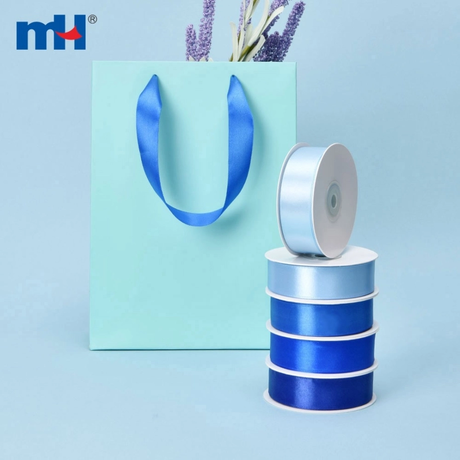 Polyester Single Face Satin Blue Shine Ribbon
