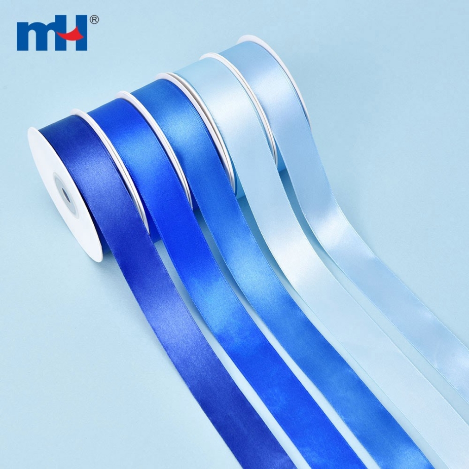 Polyester Single Face Satin Blue Shine Ribbon