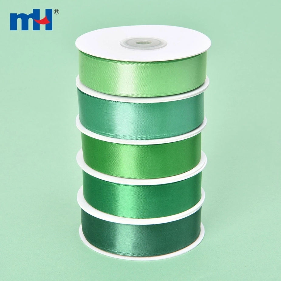 Polyester Single Face Satin Green Matt Ribbon