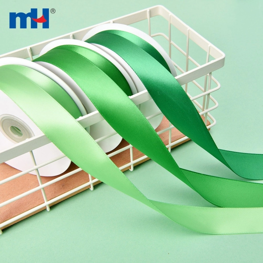 Polyester Single Face Satin Green Matt Ribbon