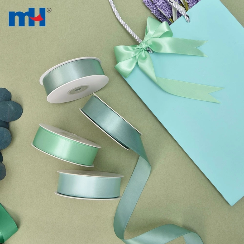 Polyester Single Face Satin Green Matt Ribbon