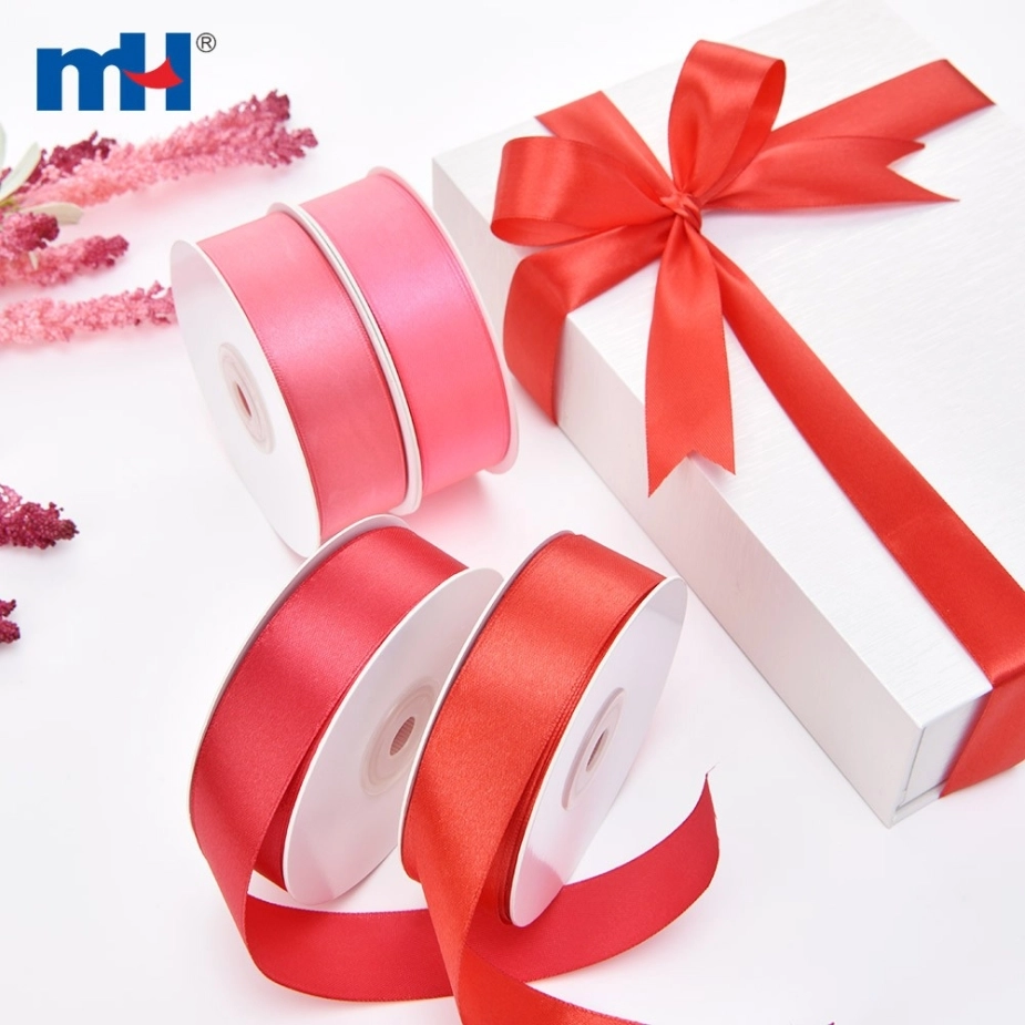 Polyester Single Face Satin Red Shine Ribbon