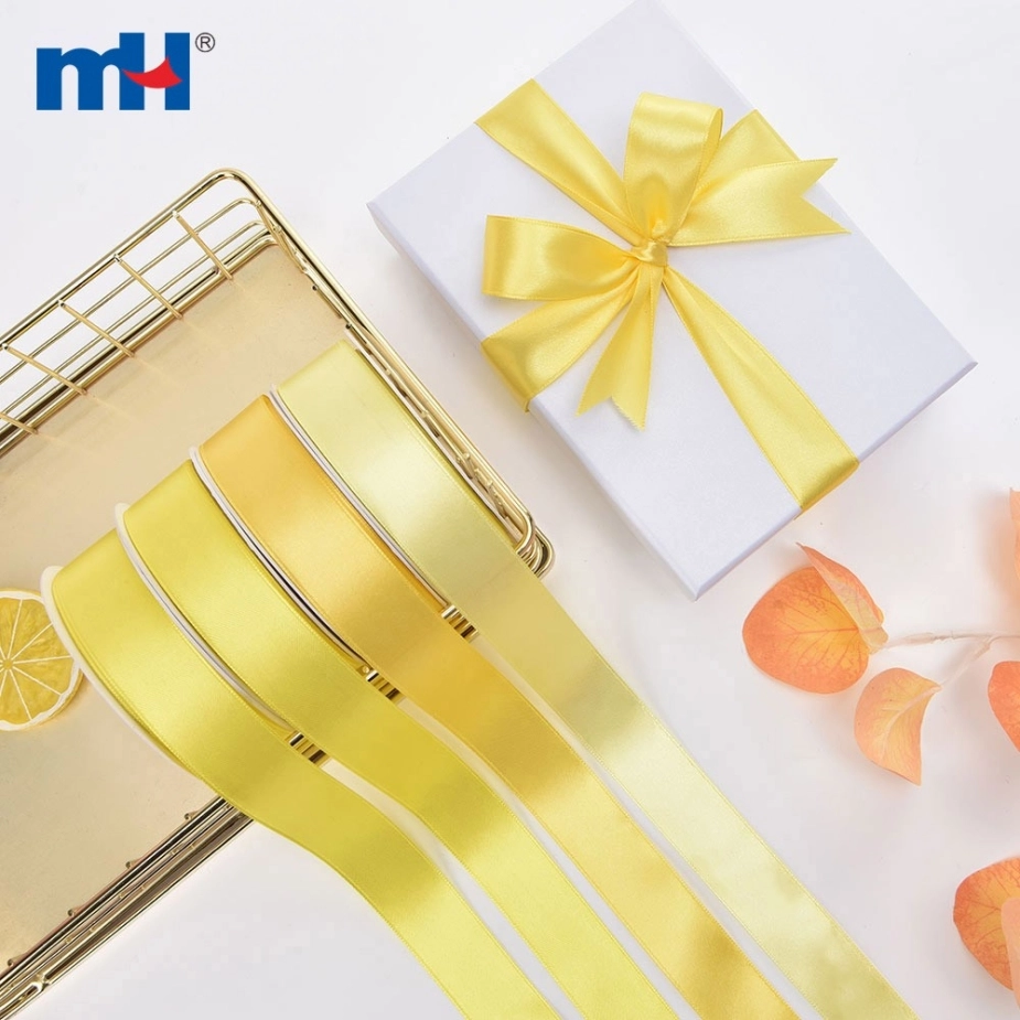 Polyester Single Face Satin Yellow Shine Ribbon