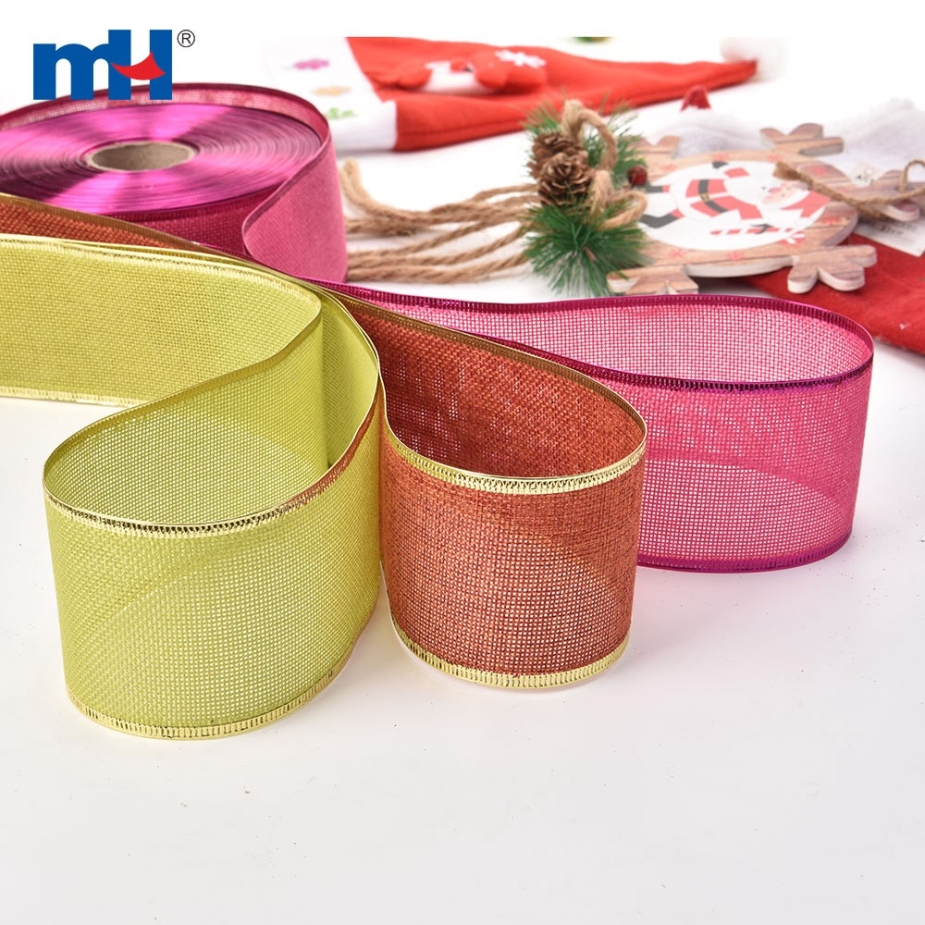 Pure Color Jute Hemp Linen Wired Edge
