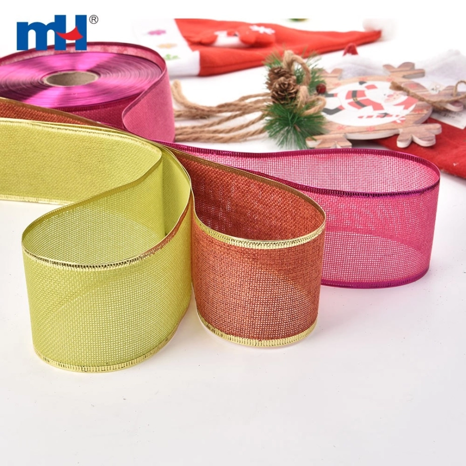 Pure Color Jute Hemp Linen Wired Edge