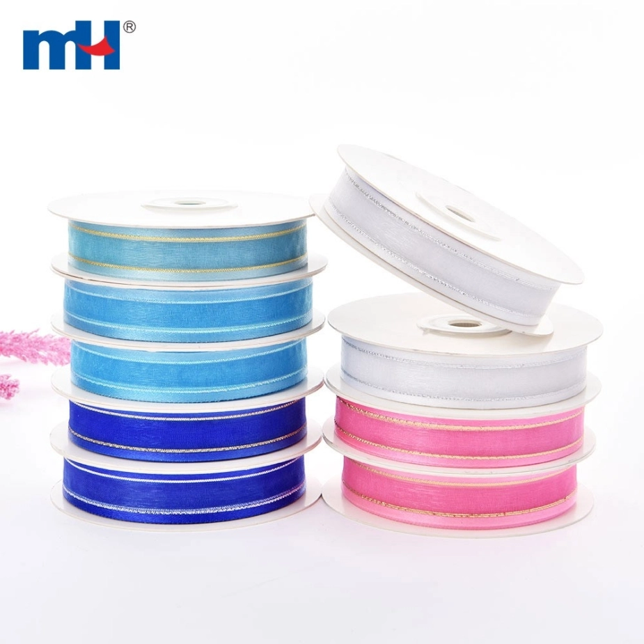 Satin-Edged Organza Ribbon with Metallic Yarn