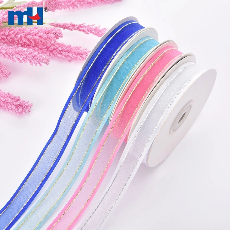 Satin-Edged Organza Ribbon with Metallic Yarn
