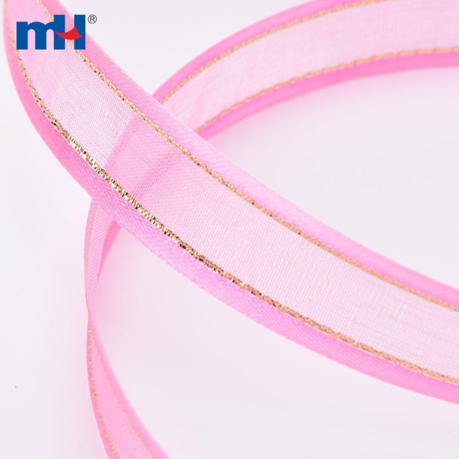 Satin-Edged Organza Ribbon with Metallic Yarn