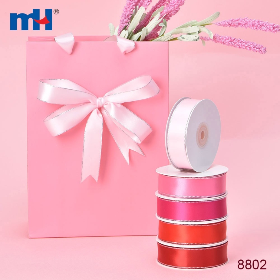 Silver Metallic-Edge Satin Ribbon