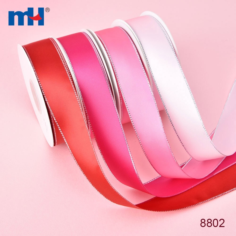Silver Metallic-Edge Satin Ribbon
