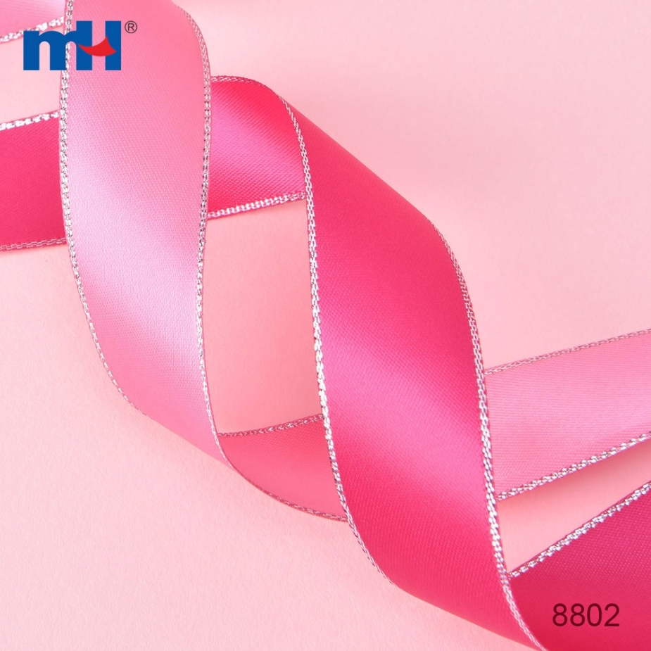 Silver Metallic-Edge Satin Ribbon